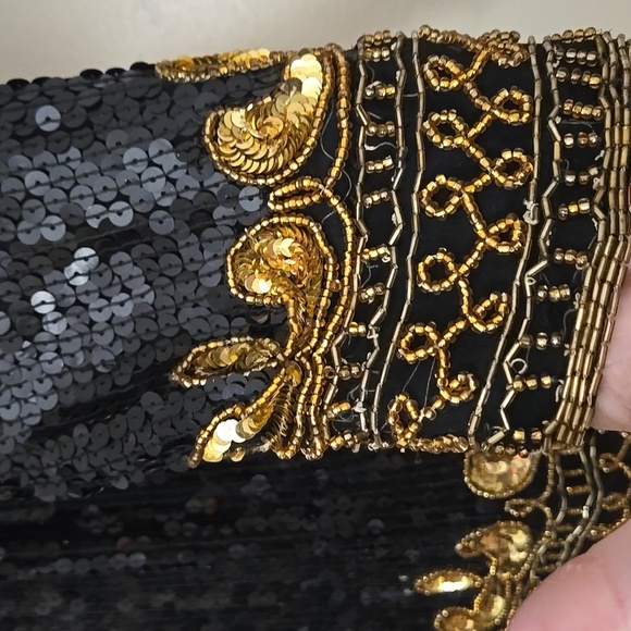Stenay Sequin & Beaded Black and Gold Jacket Size Small - Picture 6 of 10